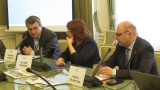 Prezentace Evropského hospodářského a sociálního výboru (EHSV) v Senátu - zleva Roman Haken, Miluše Horská a Pavel Trantina